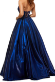 A Line Satin Sweetheart Strapless Prom Dresses With Pockets Evening STGPEXZJBPY
