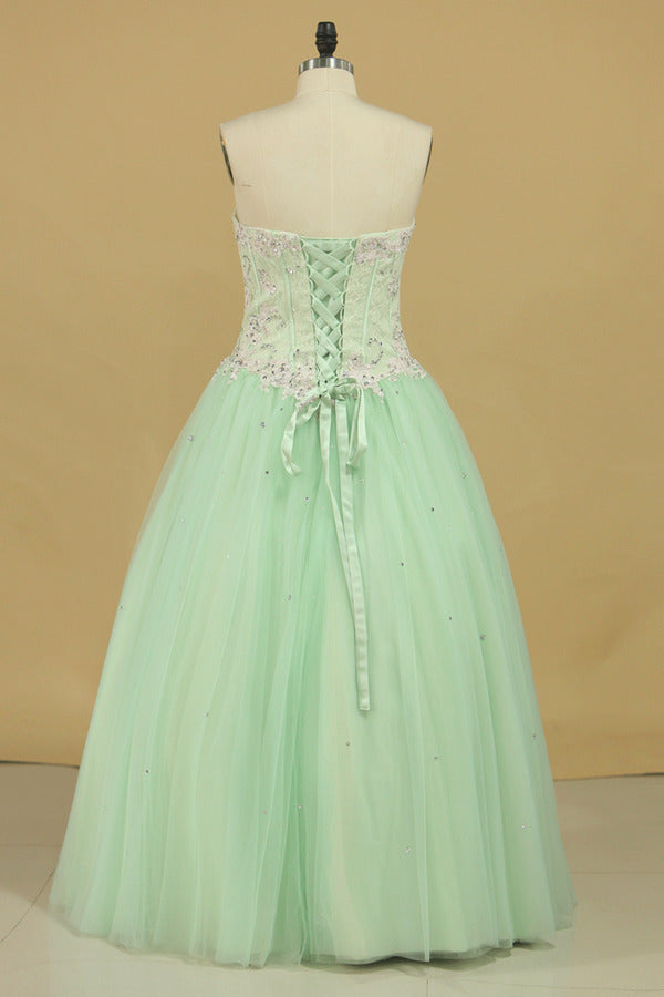 2022 Quinceanera Dresses Sweetheart Ball Gown Tulle With Applique P4QLEDDQ
