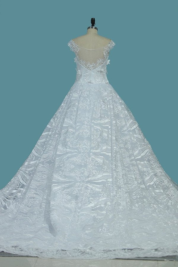 2022 New Arrival Wedding Dresses A Line Scoop Tulle With P8N7AKGT