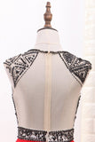 2024 A-Line Scoop Satin Prom Dresses Tulle Bodice Black Sequins Floor-Length PAJZDZGT