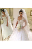2024 A Line Scoop Wedding Dresses Tulle With Applique And Beads PDASRAJ4