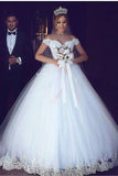 2022 New Wedding Dress Off The Shoulder A-Line Off-The-Shoulder Court Train Tulle P3CKDETG