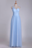 2022 One Shoulder A Line Bridesmaid Dresses Ruched Bodice PQE3FPPH