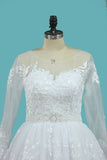 2024 Lace Wedding Dresses Long Sleeves Scoop A Line With Applique And Beads P8HQPPP1