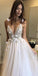 Sexy Spaghetti Straps V Neck A Line Tulle Ivory Backless Prom Dresses Wedding Dresses
