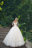 2024 Bateau Wedding Dresses 3/4 Length Sleeve With Applique PKN2PSHJ