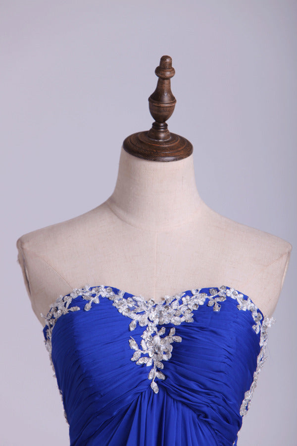 2022 Open Back Prom Dress Sweetheart Dark Royal Blue Chiffon With PD4GP3GF