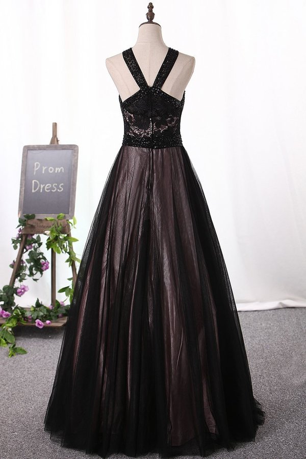 2022 Prom Dresses Tulle & Lace With Beading Floor PY3DRL46
