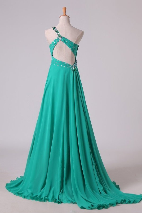2022 Prom Dresses One Shoulder With Beading/Sequins A Line Chiffon P3JFNJ1H