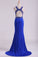 2022 Open Back Prom Dresses Scoop Spandex With Beading And Slit Sweep PABCXDDC