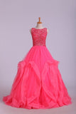 2024 Beautiful Scoop Ball Gown Tulle Floor Length With PYM2CPN6