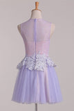 2024 Homecoming Dresses A Line Scoop With Applique Tulle & Lace PHHK7ZZK
