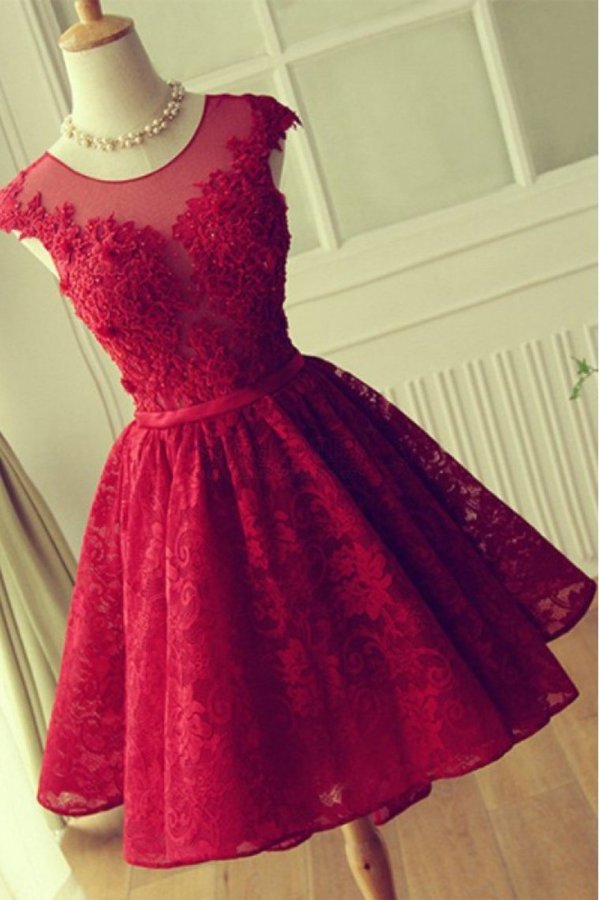 2022 Open Back Scoop Homecoming Dresses Lace With Applique And P381YGQR