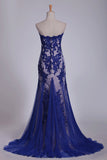 2024 Strapless Tulle With Applique Evening Dresses Mermaid PMLHZ5LY