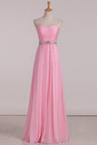 2024 Bridesmaid Dresses A Line Sweetheart Pleated Bodice Beaded Waistline P459943X