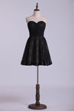 2024 Sweetheart Homecoming Dresses A Line Short Chiffon & Lace PZYF99Y4