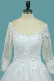 2024 A Line 3/4 Length Sleeves Tulle Scoop Wedding Dresses P49T4DGE