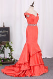 2022 Prom Dresses Satin Off The Shoulder With PGYNZHK3