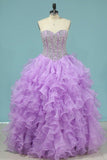 2022 Prom Dresses Ball Gown Sweetheart Organza Floor Length PCLEY5JE