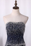 2022 Mermaid Sweetheart Prom Dresses Tulle With Beads And Rhinestones PX8XQLQF