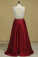 2022 Prom Dresses A-Line Scoop Floor-Length Satin & Lace Open PAQEGEFR