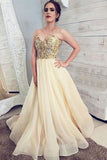 Princess Tulle Champagne Spaghetti Straps Sweetheart Prom Dress, Cheap Formal Dresses STG15310