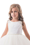 2022 Open Back Scoop Flower Girl Dresses Ball Gown Tulle & Lace P8X14HPQ