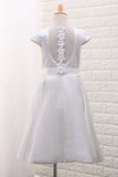 2022 New Arrival Satin A Line Scoop Flower Girl Dresses With PLXTR1GB