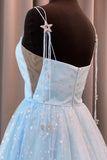 Charming A Line Spaghetti Straps Tulle Prom Dresses With Stars Dance STGP8AGEYHP