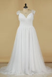 2024 New Arrival V Neck Wedding Dresses Ruffled Bodice A Line Tulle & Lace PDR29F45