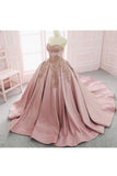 2024 Ball Gown Sweetheart Quinceanera Dresses Satin With Applique PFA6X66H