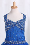 2024 Halter Ball Gown Flower Girl Dresses Dark Royal Blue PKRL832A