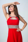 2024 Sexy Prom Dresses A Line Scoop Sweep/Brush Red PGBFBP4B