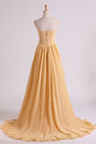 2022 Prom Dresses A Line Empire Waist Sweetheart Chapel Train With PF6AT518