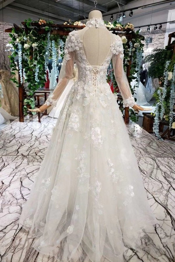 2022 Prom Dresses Tulle High Neck Long Sleeves P6342NLQ