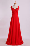 2022 Prom Dresses Straps A Line Chiffon With PACEFJ47