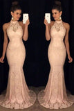 2024 Gorgeous Lace High Neck Prom Dresses Mermaid PEX1GEK5