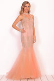 2024 High Neck Tulle With Applique Mermaid Prom Dresses PDDZ22XE