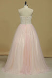 2022 Prom Dresses Sweetheart Beaded Bodice A Line Tulle PM5H3STY