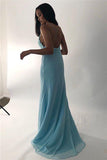 Sexy Red Spaghetti Straps V Neck Mermaid Prom Dresses, Long Evening Dress STG15597