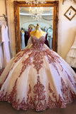 Princess Ball Gown Strapless Sweetheart Prom Dresses with Tulle, Beading Quinceanera Dresses STG15524