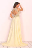 2024 Sexy Open Back Prom Dresses Scoop Chiffon With PBJEQQRL