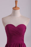 2024 Bridesmaid Dresses A Line Sweetheart Floor Length With Ruffles PTHNJSBD