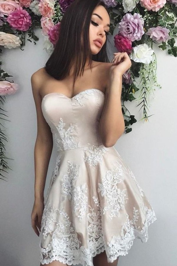 2022 Sweetheart A Line Homecoming Dresses P98Q94H8
