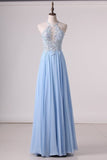 2022 Open Back A Line Prom Dresses Chiffon With Applique And PJ677LM7