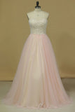 2022 Prom Dresses Sweetheart Beaded Bodice A Line Tulle PM5H3STY