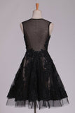 2024 Homecoming Dresses A Line Scoop Black Lace With Beads & PTFK9J8J