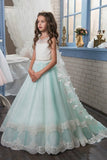 2024 A Line Tulle With Applique Flower Girl Dresses Scoop PYNM8Z28