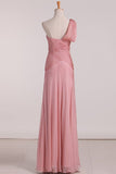 2024 A Line One Shoulder With Ruffles Bridesmaid Dresses Chiffon Floor PPTNAY8K