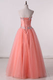 2024 Hot Fuchsia Quinceanera Dresses Ball Gown Sweetheart Floor-Length Tulle With Embroidery Lace PHANYMMX